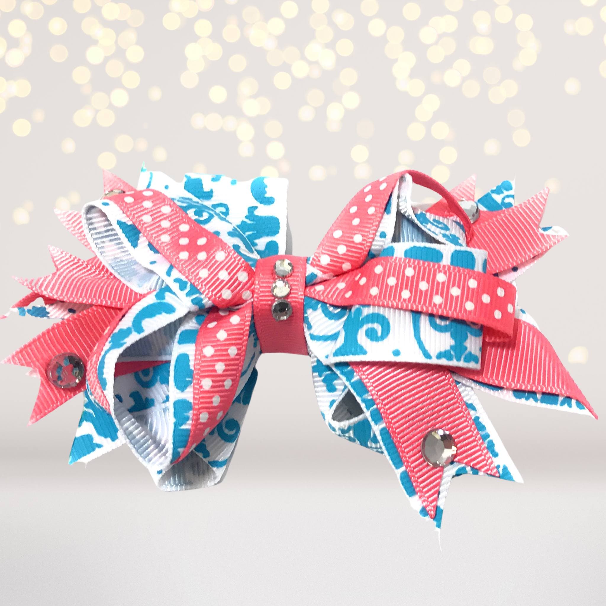 Girls Boutique Hair Bow With Sparkly Bling Stones