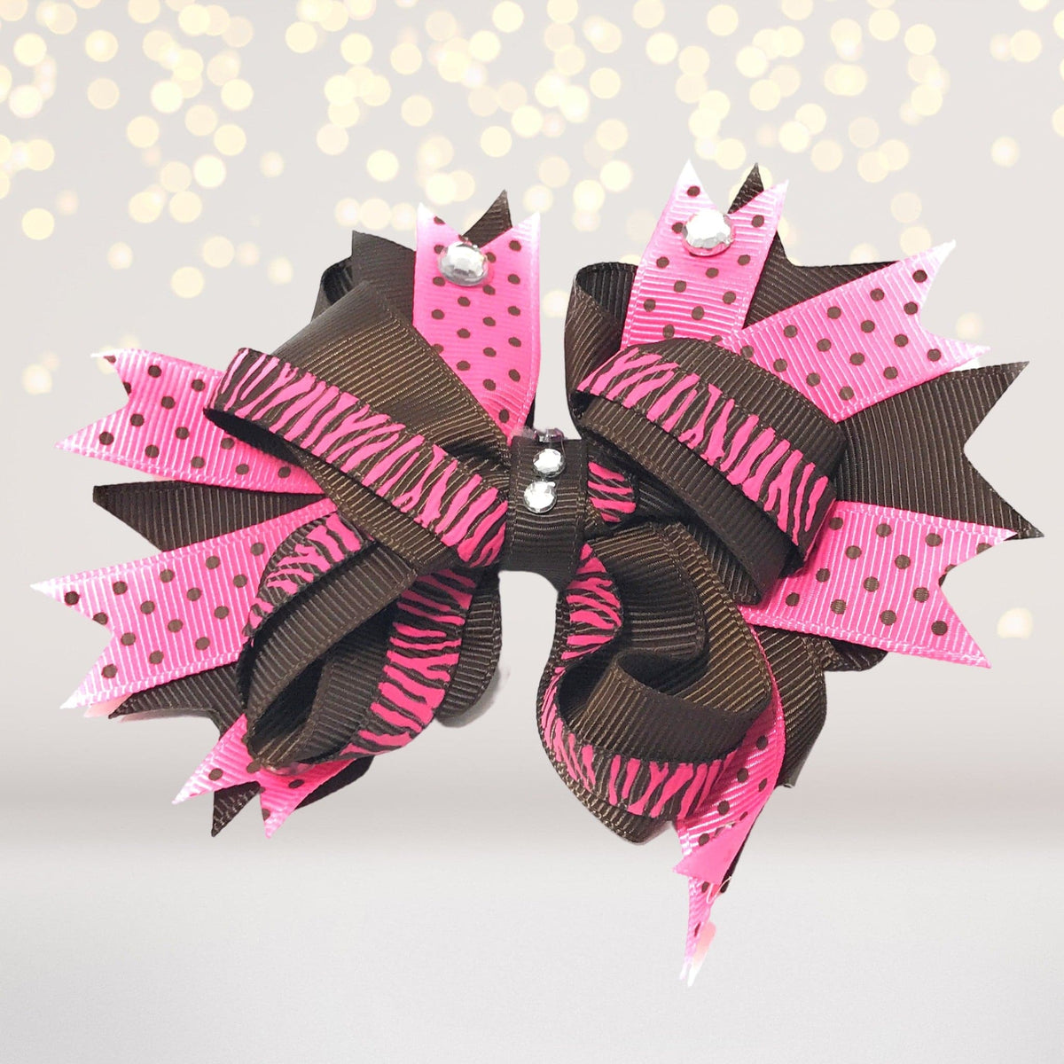 Girls Boutique Hair Bow With Sparkly Bling Stones