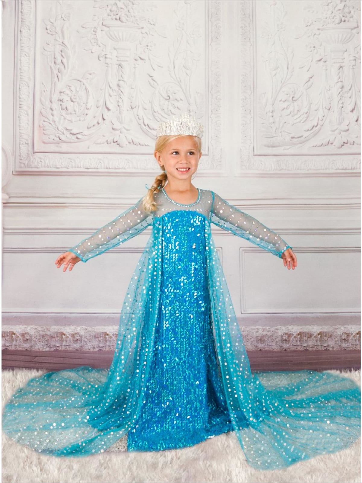 Snow Queen Dazzle Gown With Train Costume