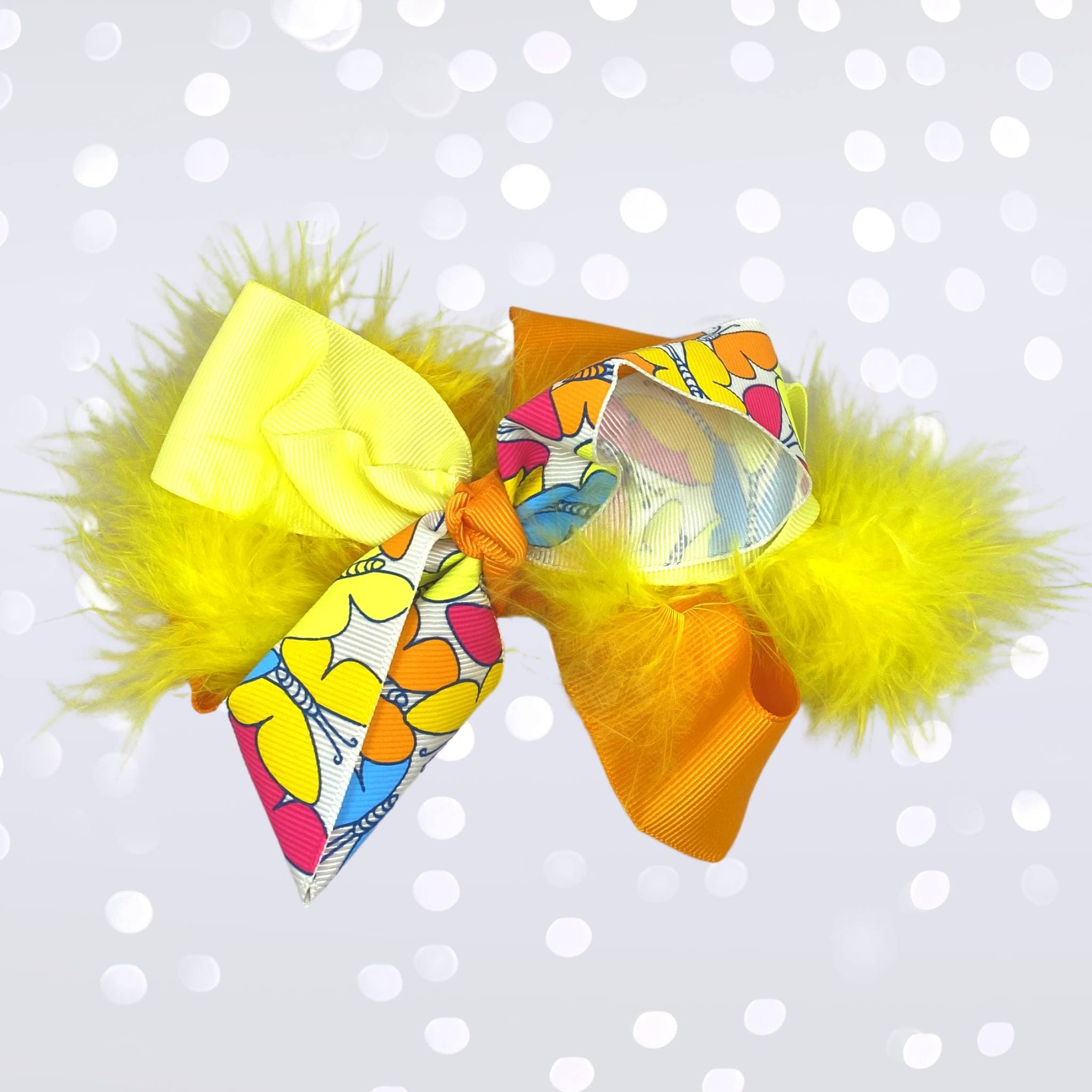 Girls Flamboyant Marabou Twist Hair Bow