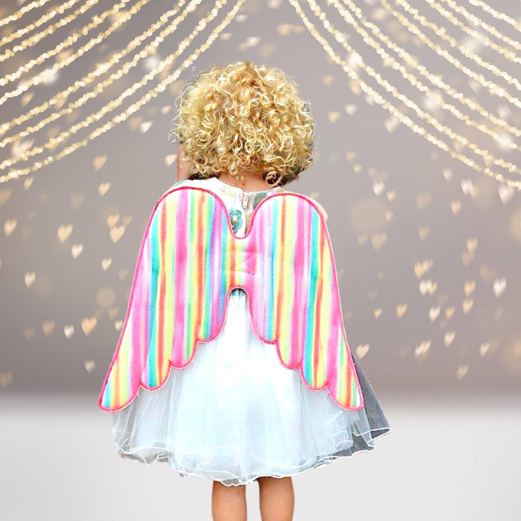 Girls Hologram And Glitter Angel, Unicorn, Fairy Costume And Dress Up Wings