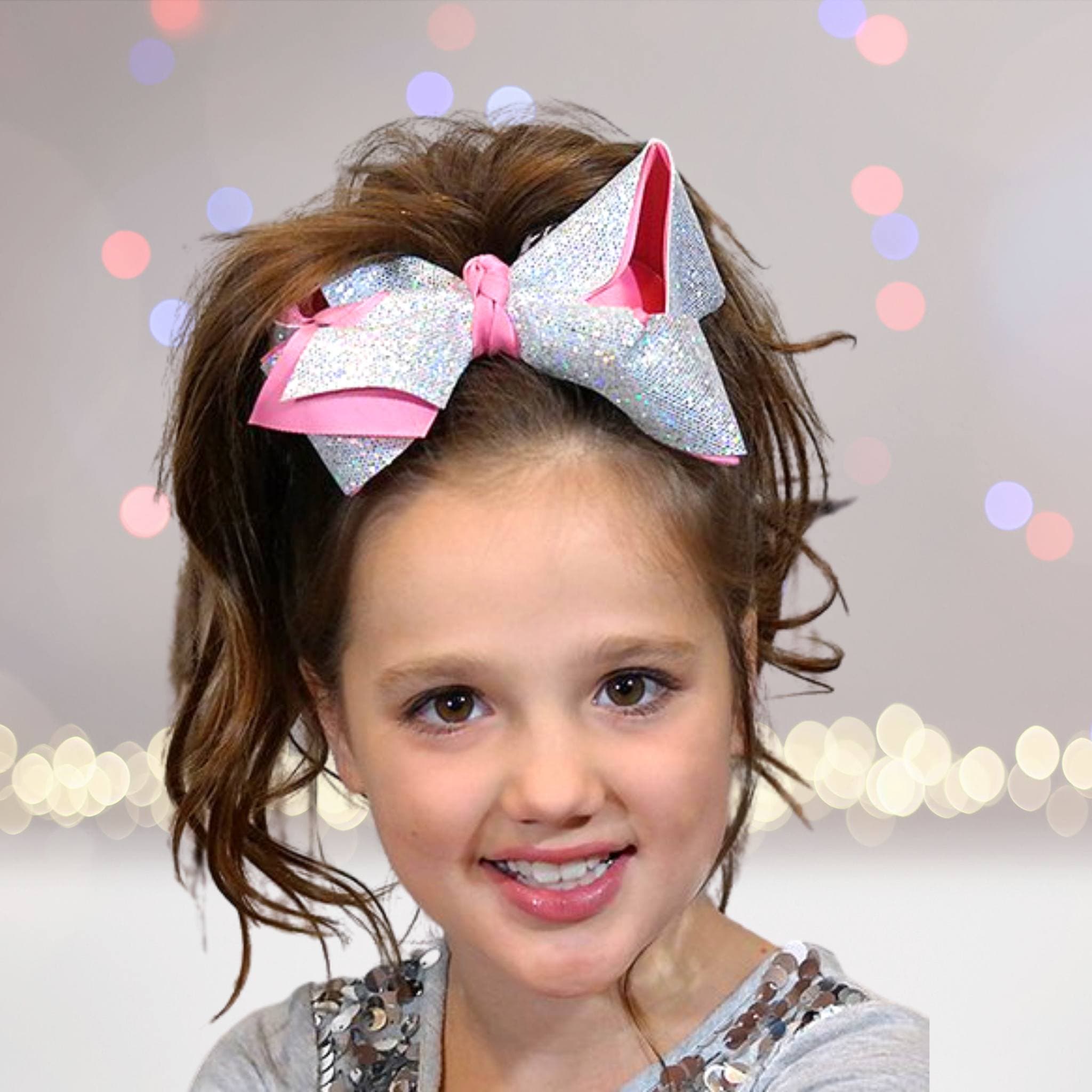 Girls Large Sparkle Cheer And Dance Hair Bows