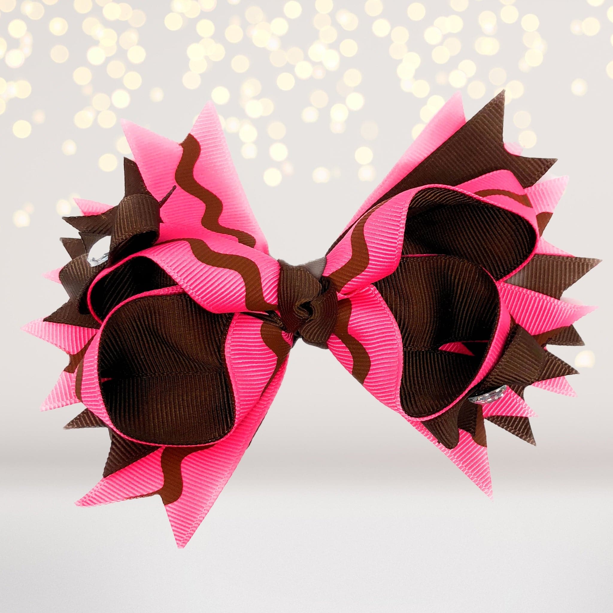 Girls Layered Boutique Hair Bow With Bling Stones