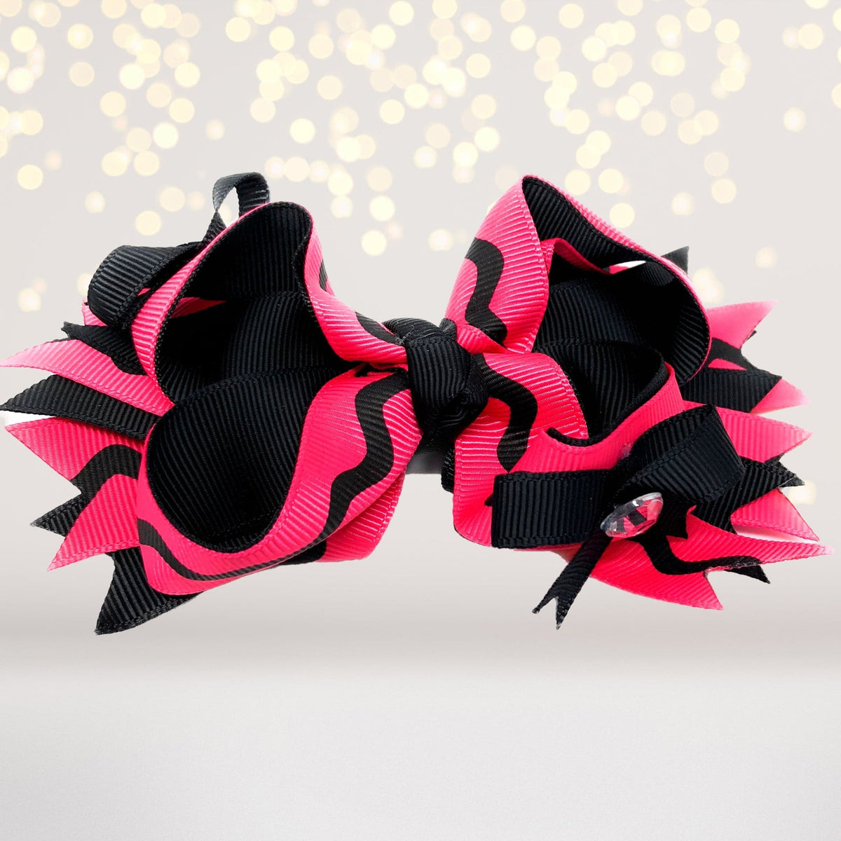Girls Layered Boutique Hair Bow With Bling Stones