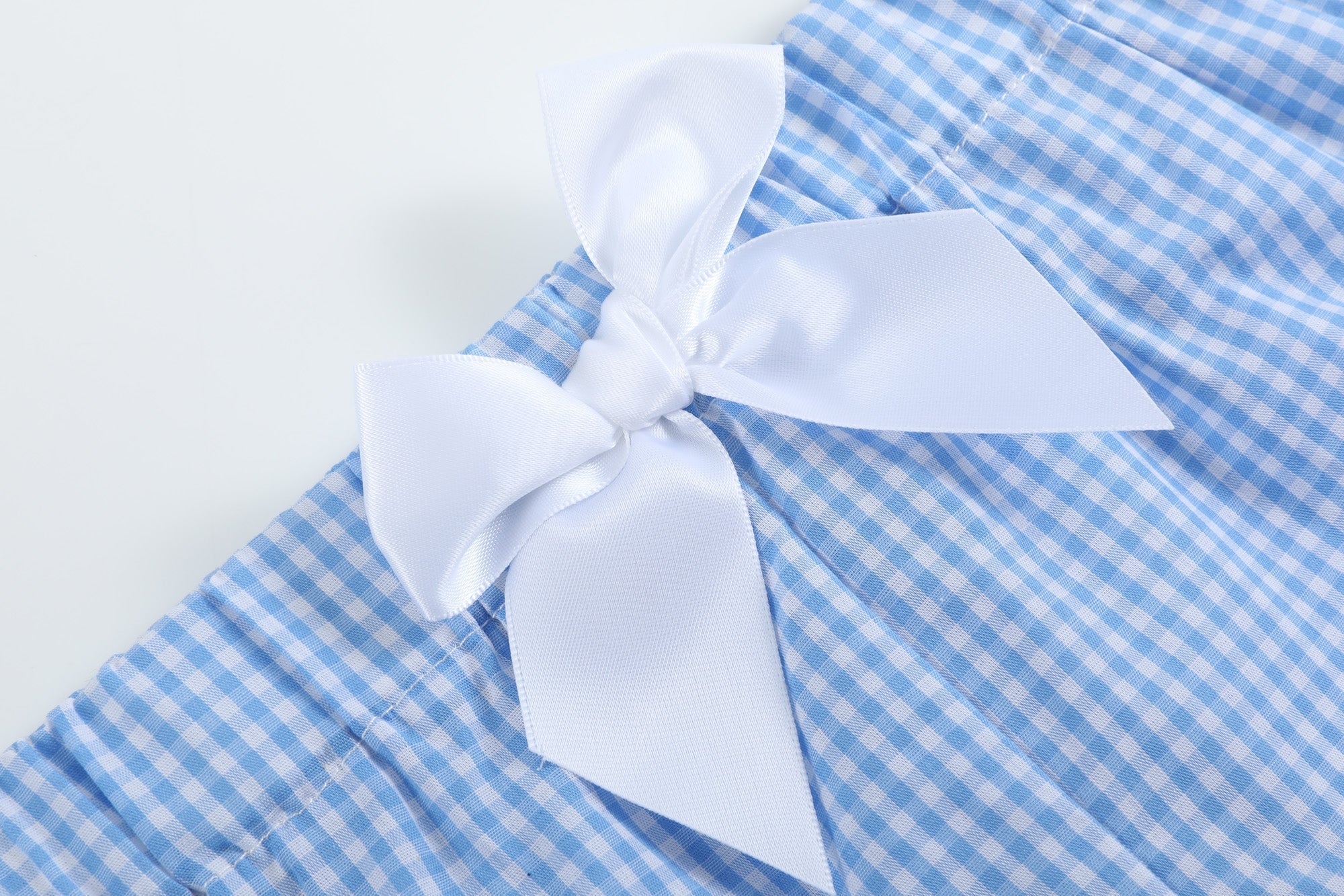 Girls Light Blue Gingham Golf Tee And Shorts 2pc Set