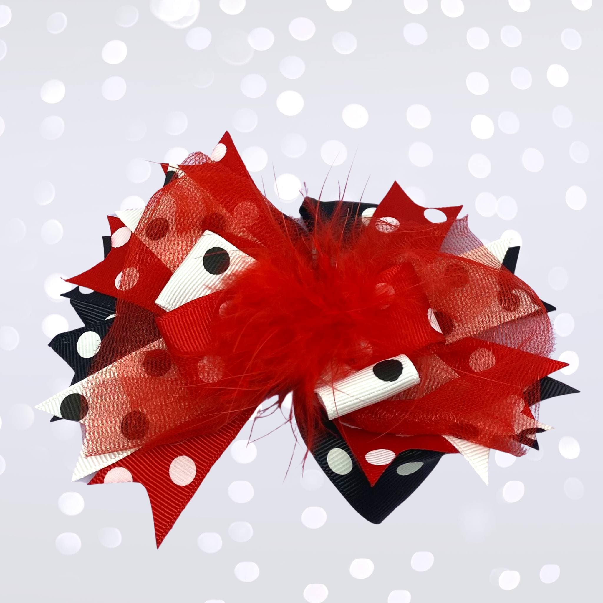 Girls Marabou Puff Layered Boutique Hair Bow