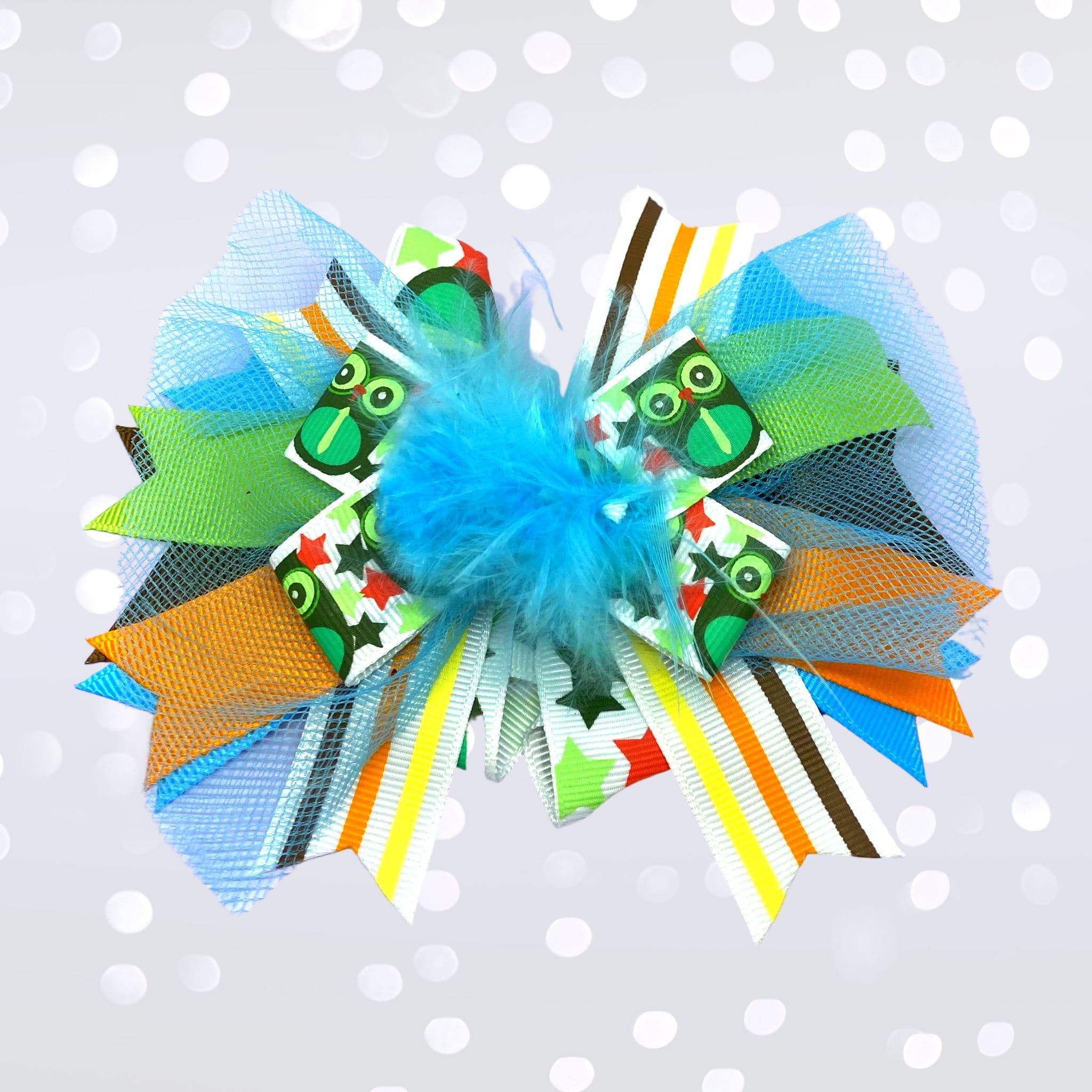Girls Marabou Puff Layered Boutique Hair Bow