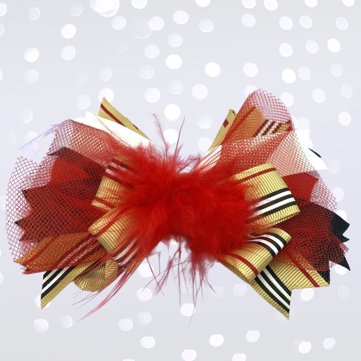 Girls Marabou Puff Layered Boutique Hair Bow