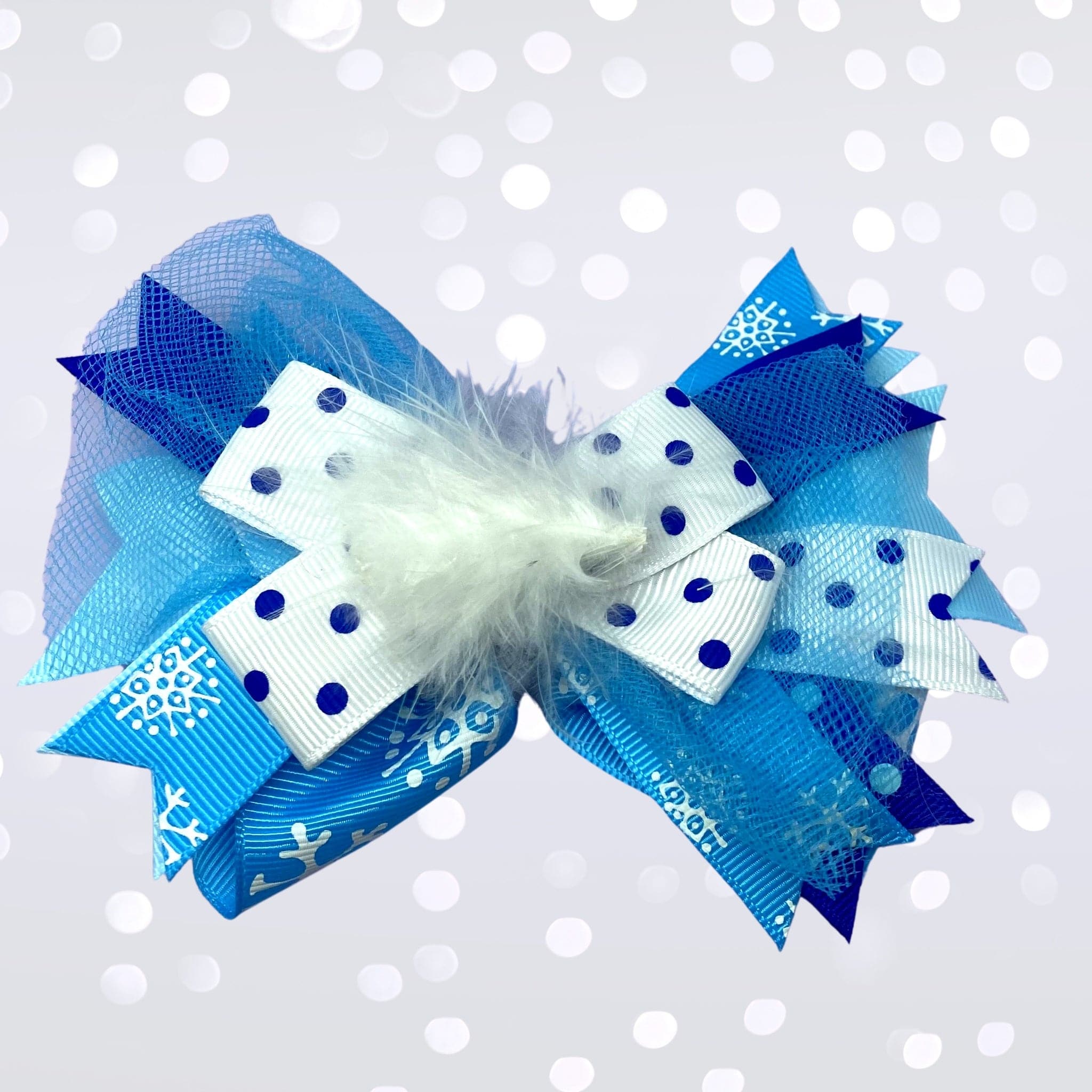 Girls Marabou Puff Layered Boutique Hair Bow