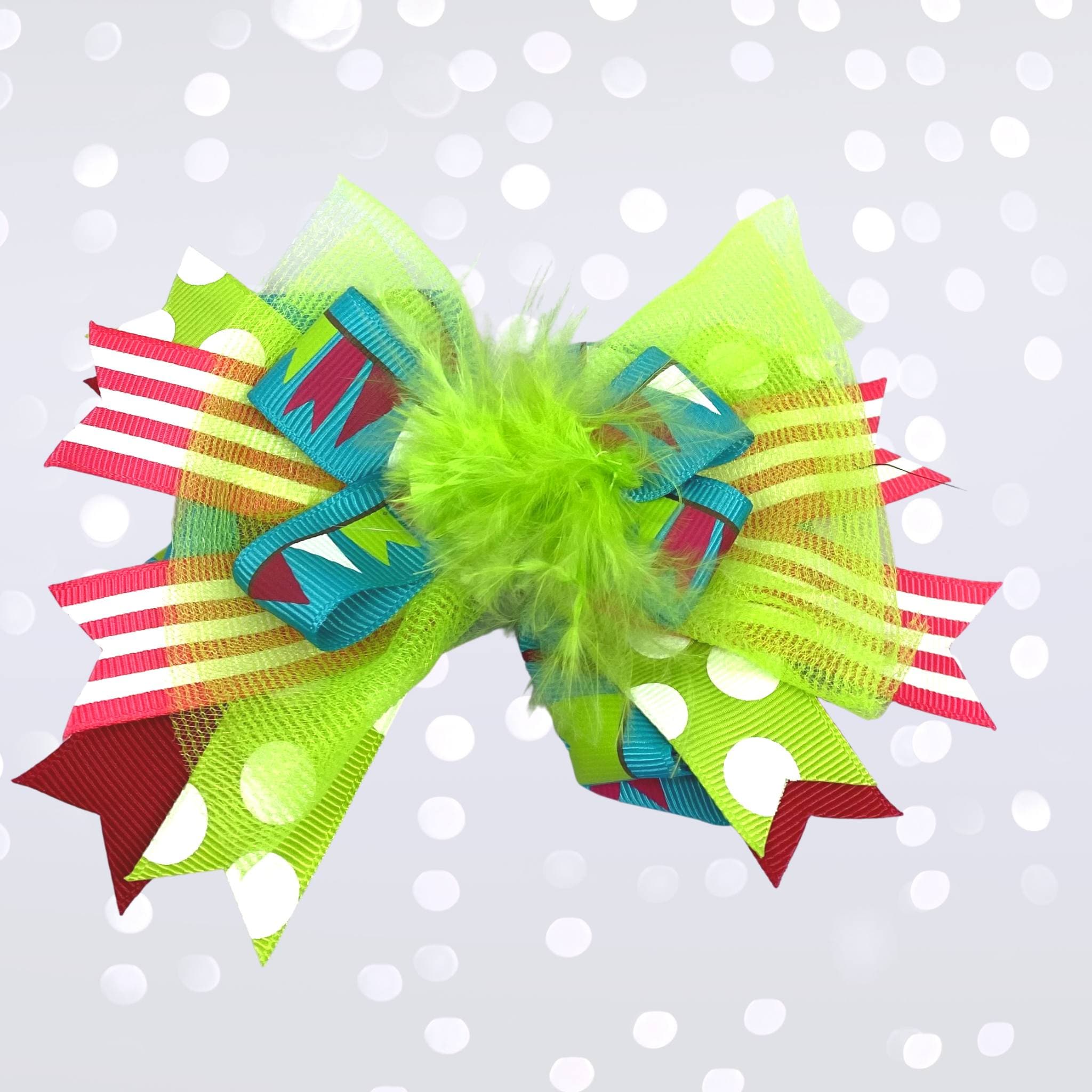 Girls Marabou Puff Layered Boutique Hair Bow