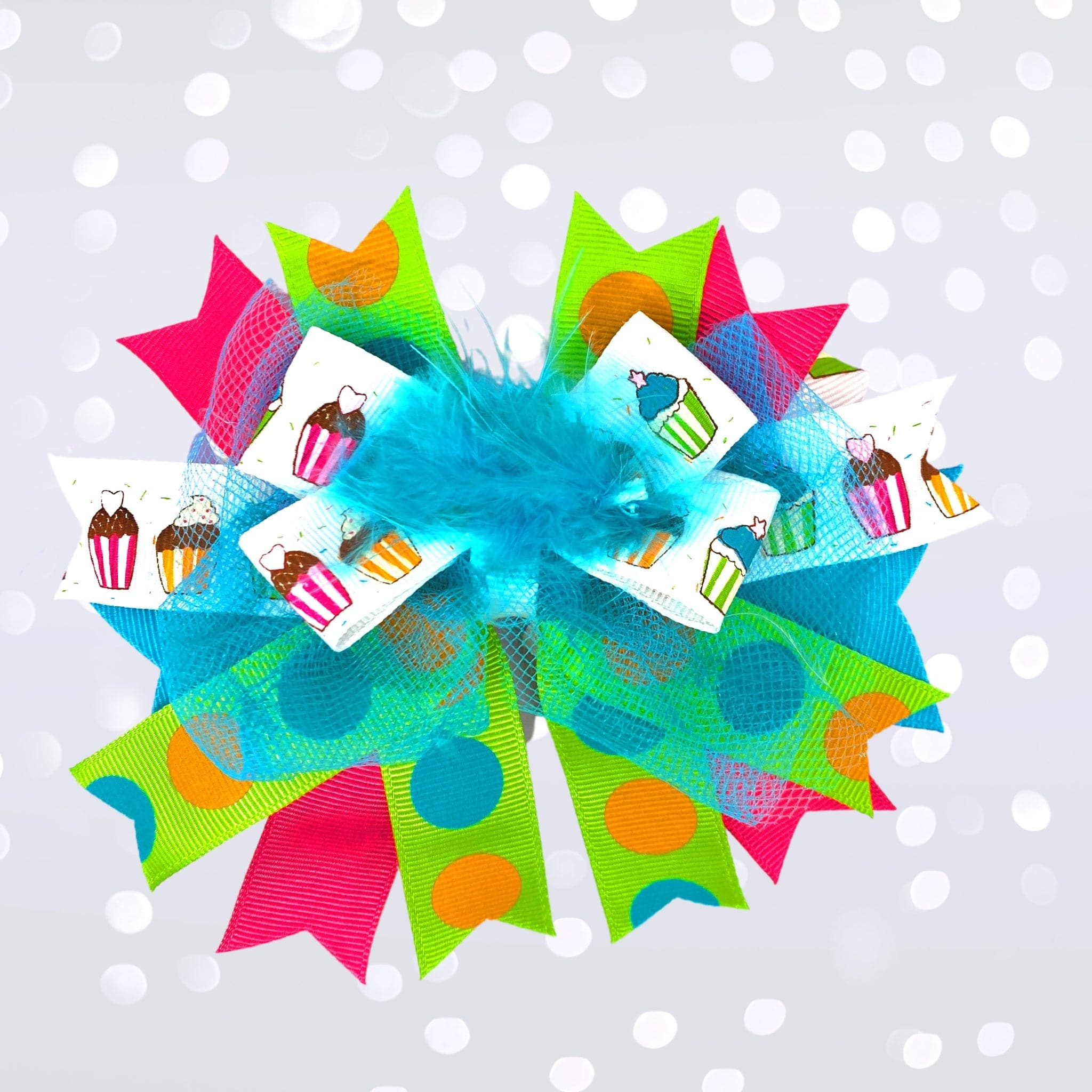 Girls Marabou Puff Layered Boutique Hair Bow