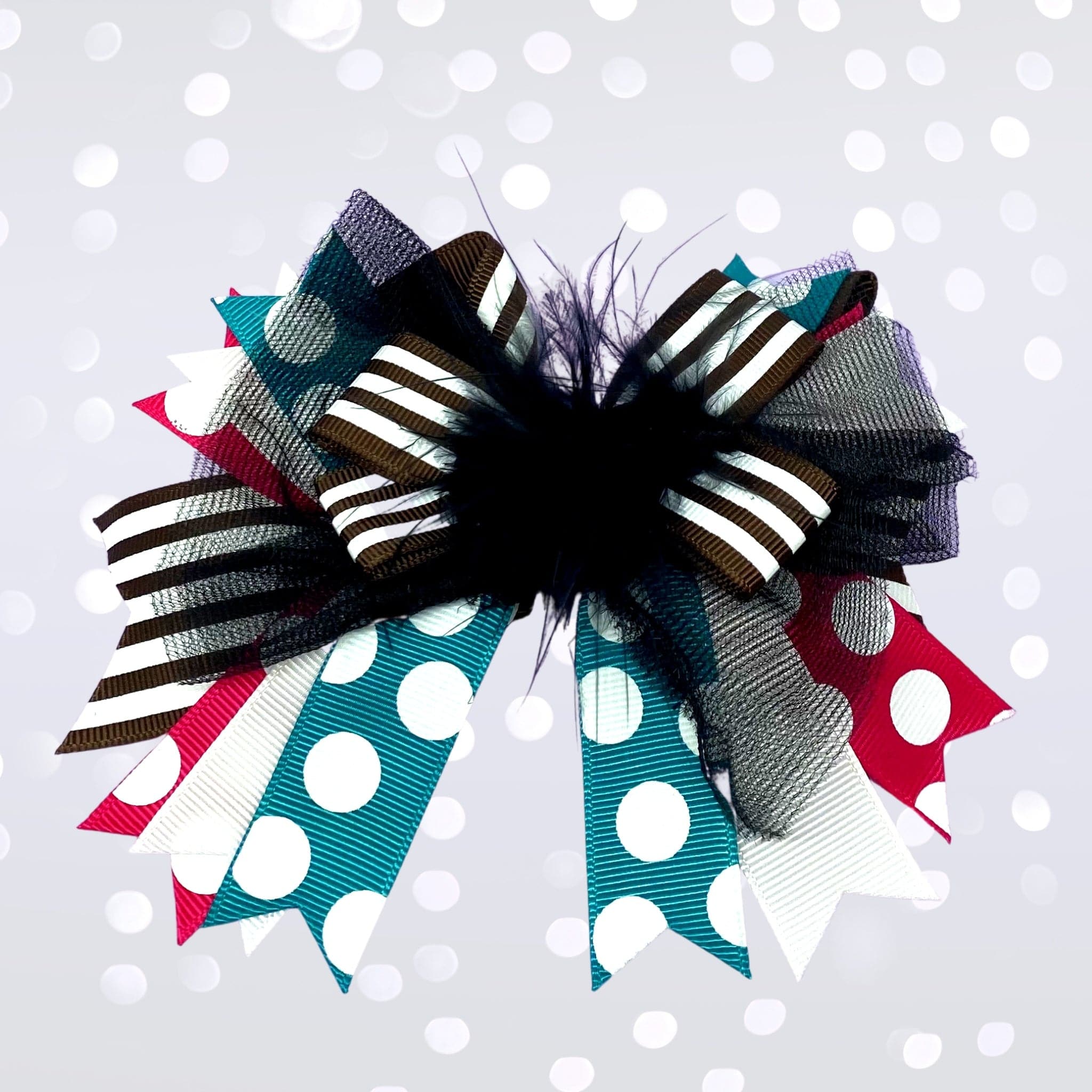 Girls Marabou Puff Layered Boutique Hair Bow