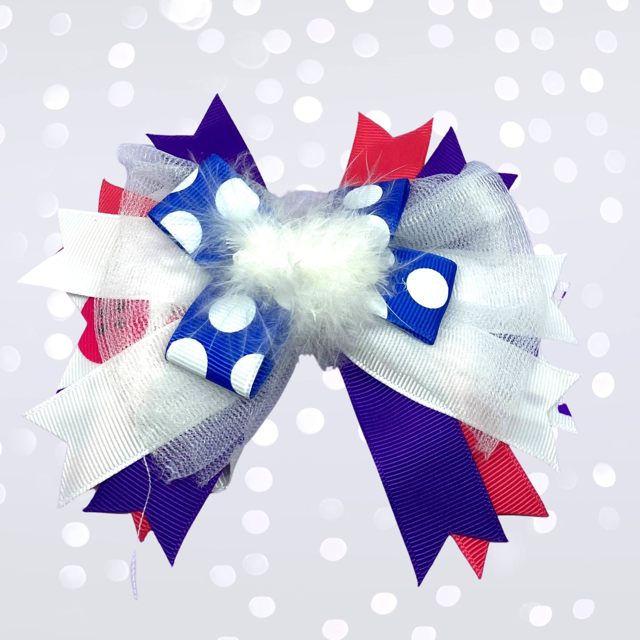 Girls Marabou Puff Layered Boutique Hair Bow