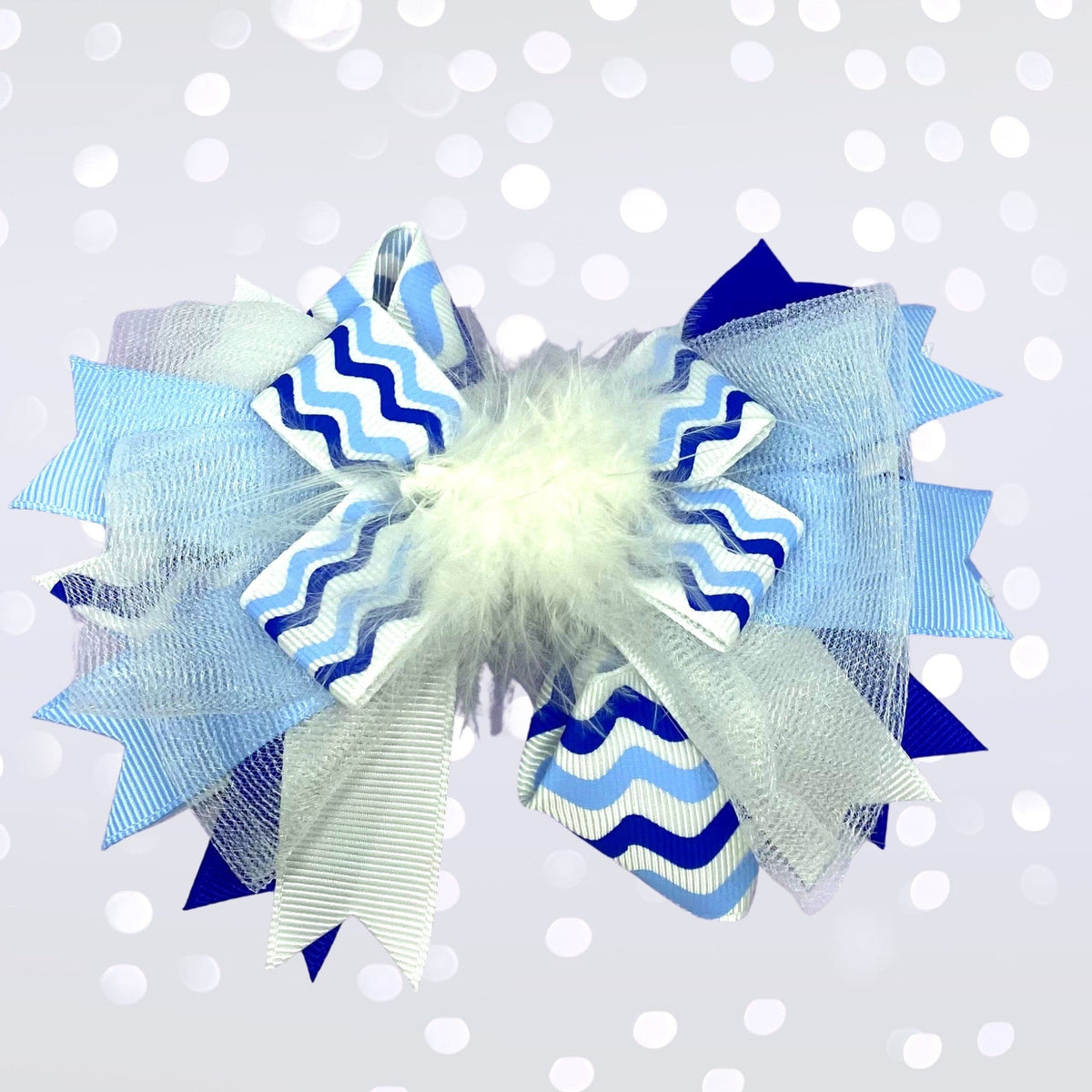 Girls Marabou Puff Layered Boutique Hair Bow