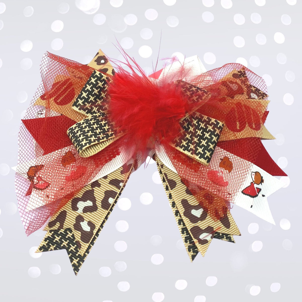 Girls Marabou Puff Layered Boutique Hair Bow