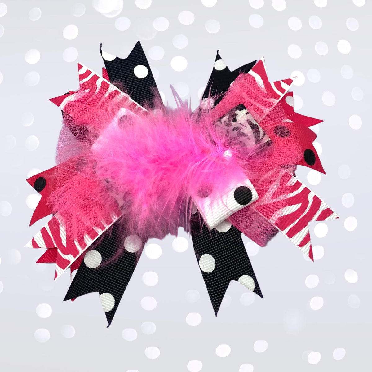 Girls Marabou Puff Layered Boutique Hair Bow