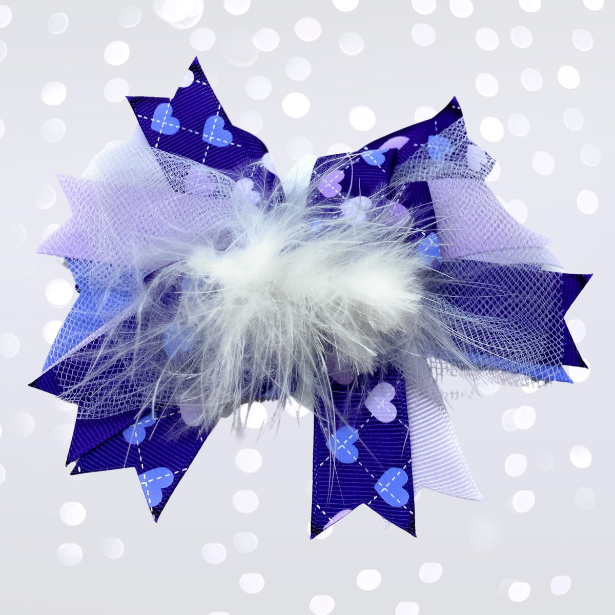 Girls Marabou Puff Layered Boutique Hair Bow