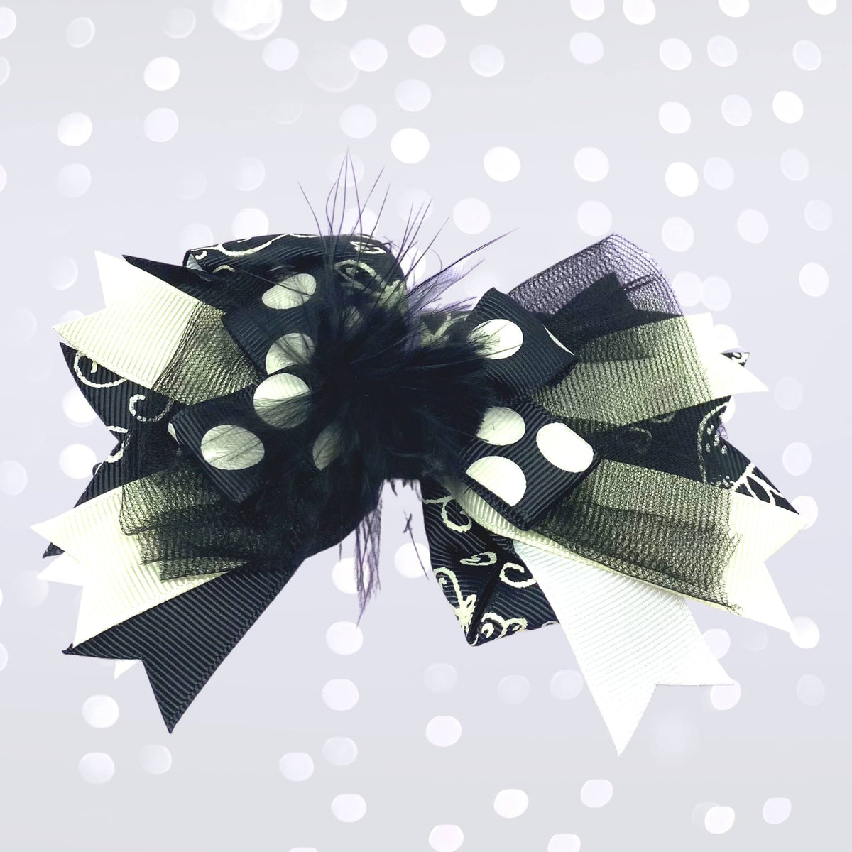Girls Marabou Puff Layered Boutique Hair Bow