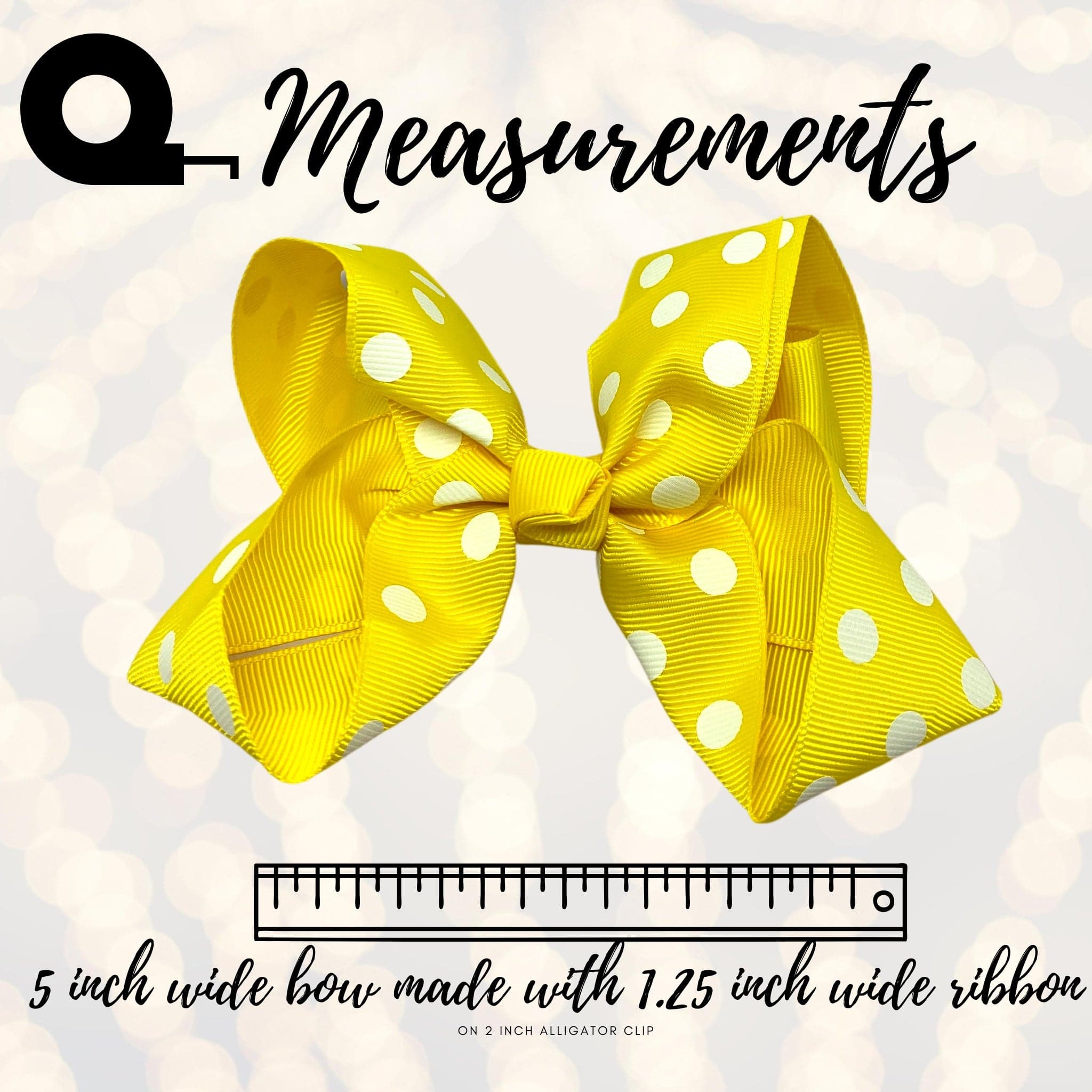 Girls Polka Dot Hair Bow, 5 Inch Grosgrain Polka Dot Hair Bow
