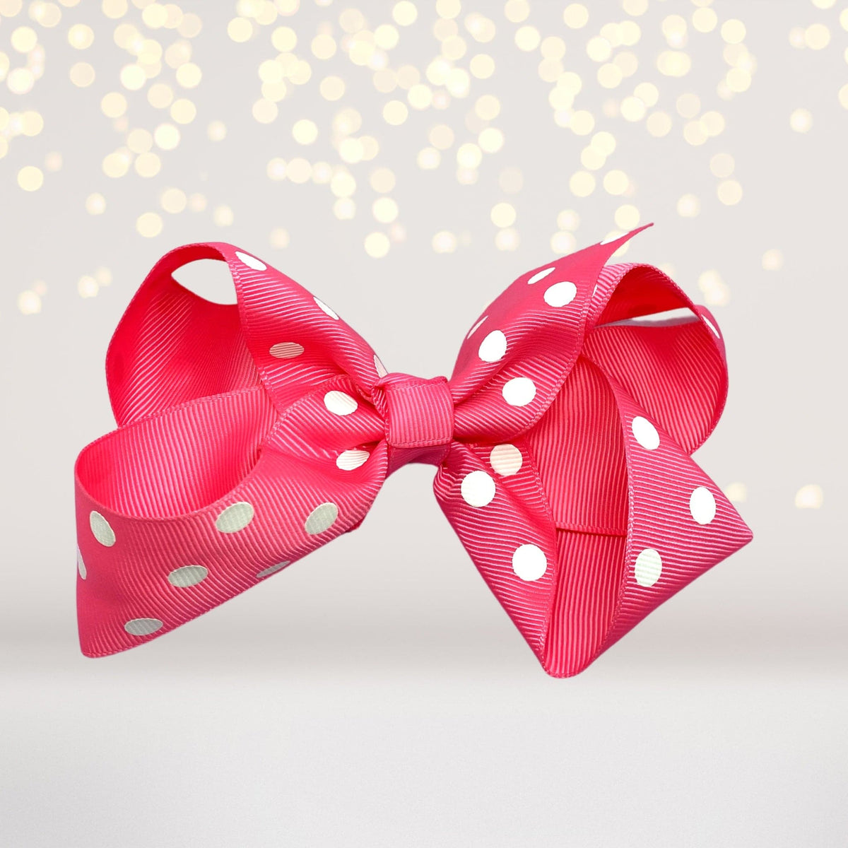 Girls Polka Dot Hair Bow, 5 Inch Grosgrain Polka Dot Hair Bow