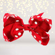 Girls Polka Dot Hair Bow, 5 Inch Grosgrain Polka Dot Hair Bow