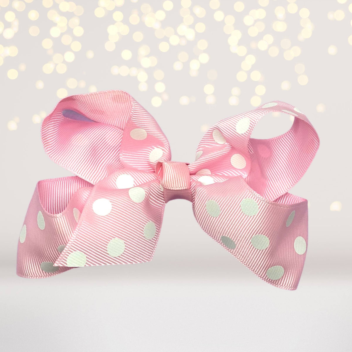 Girls Polka Dot Hair Bow, 5 Inch Grosgrain Polka Dot Hair Bow