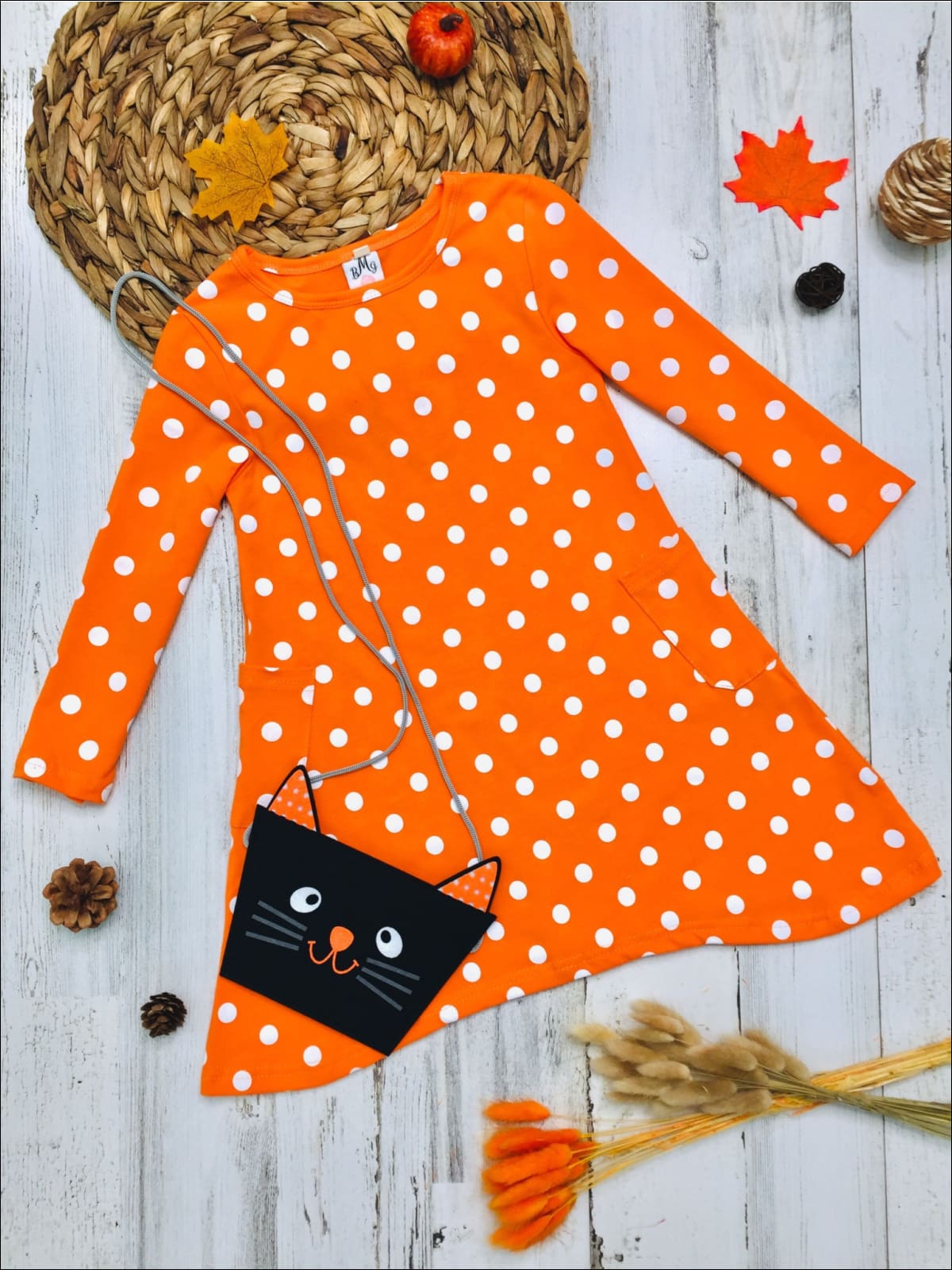 Precious Polka Dot Pocket Dress And Purse Set