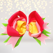 Girls Posh Layered Boutique Bows With Solid Ribbons