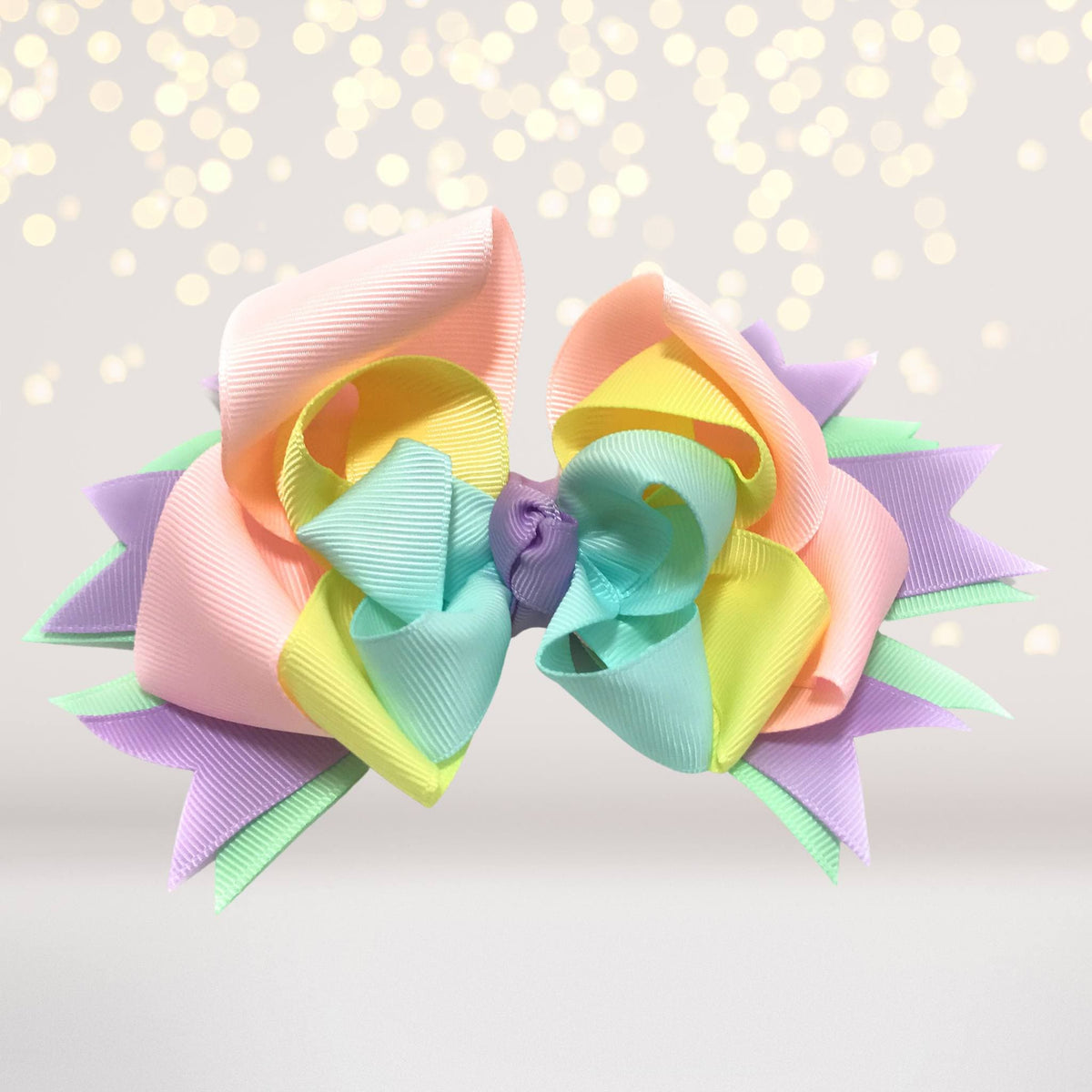 Girls Posh Layered Boutique Bows With Solid Ribbons