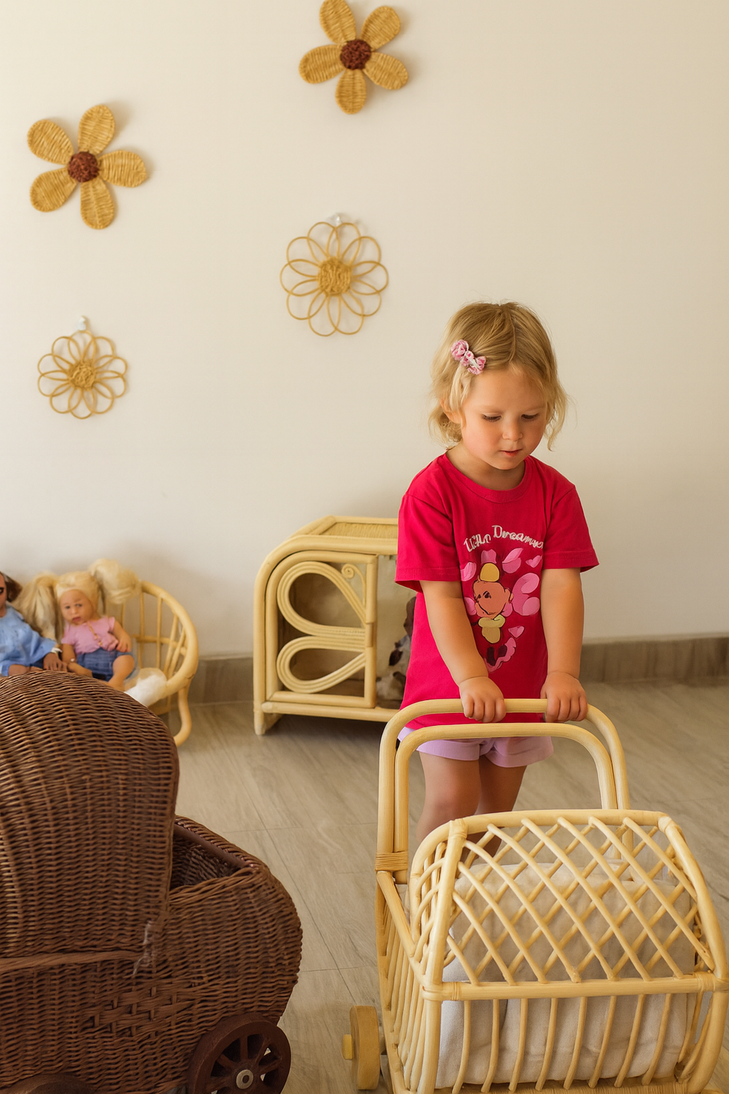 Doll Buggy – Handcrafted Boho Stroller For Little Girls Doll Pretend Play