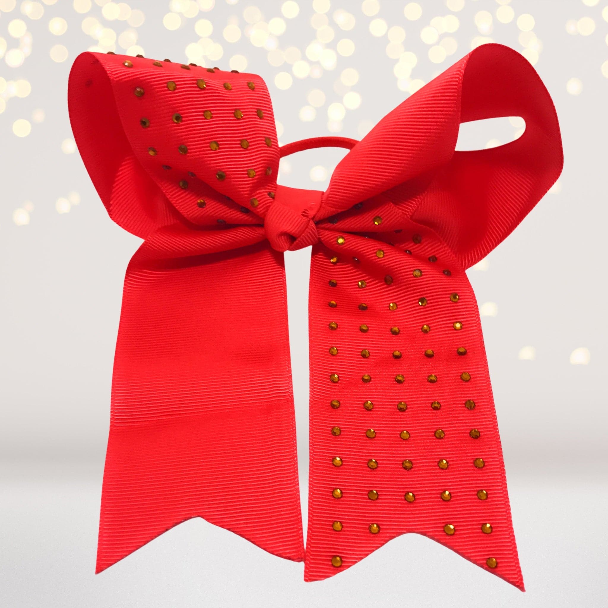 Girls Rhinestone Cheer Bow Ponytail, Bling Cheerleader Hair Elastic