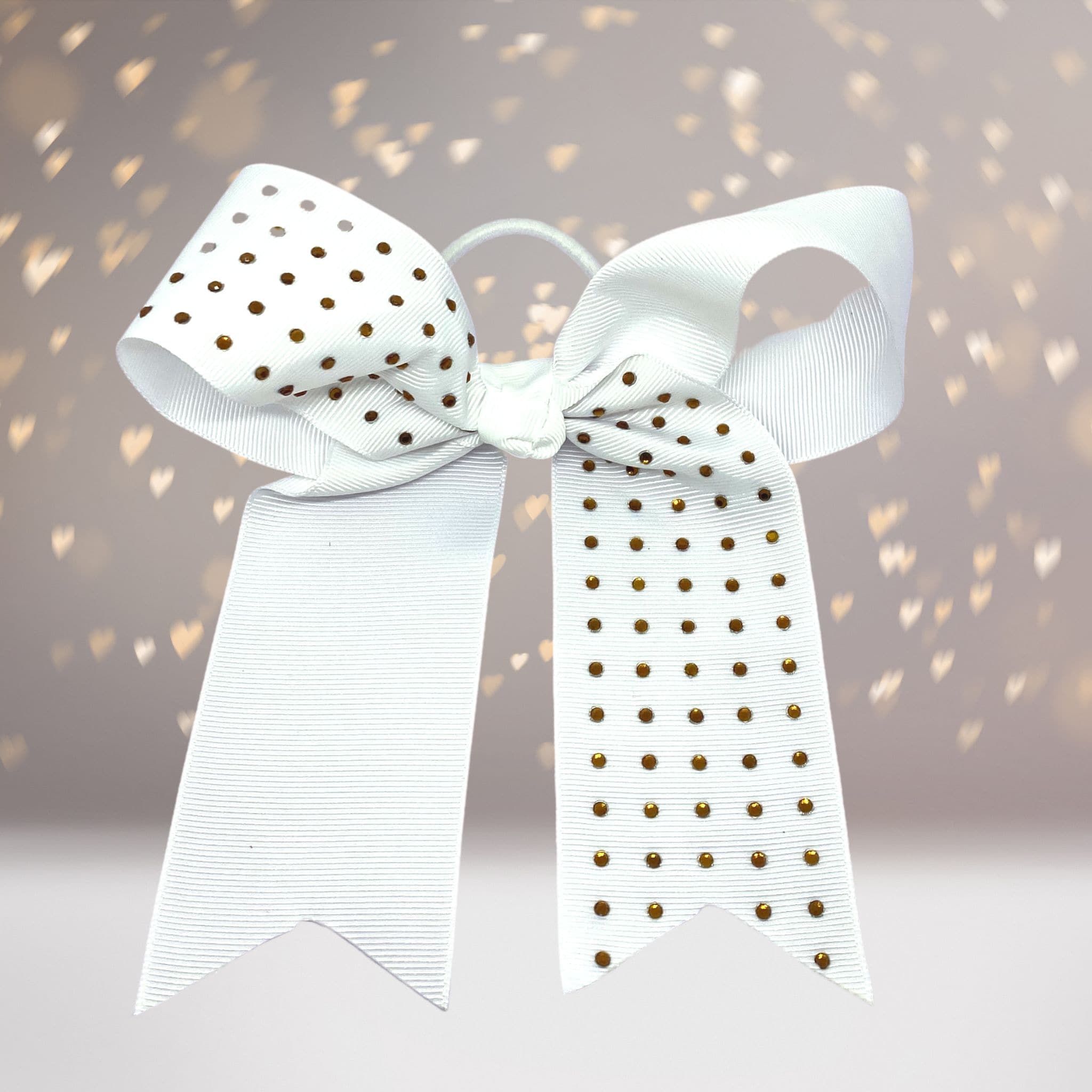 Girls Rhinestone Cheer Bow Ponytail, Bling Cheerleader Hair Elastic