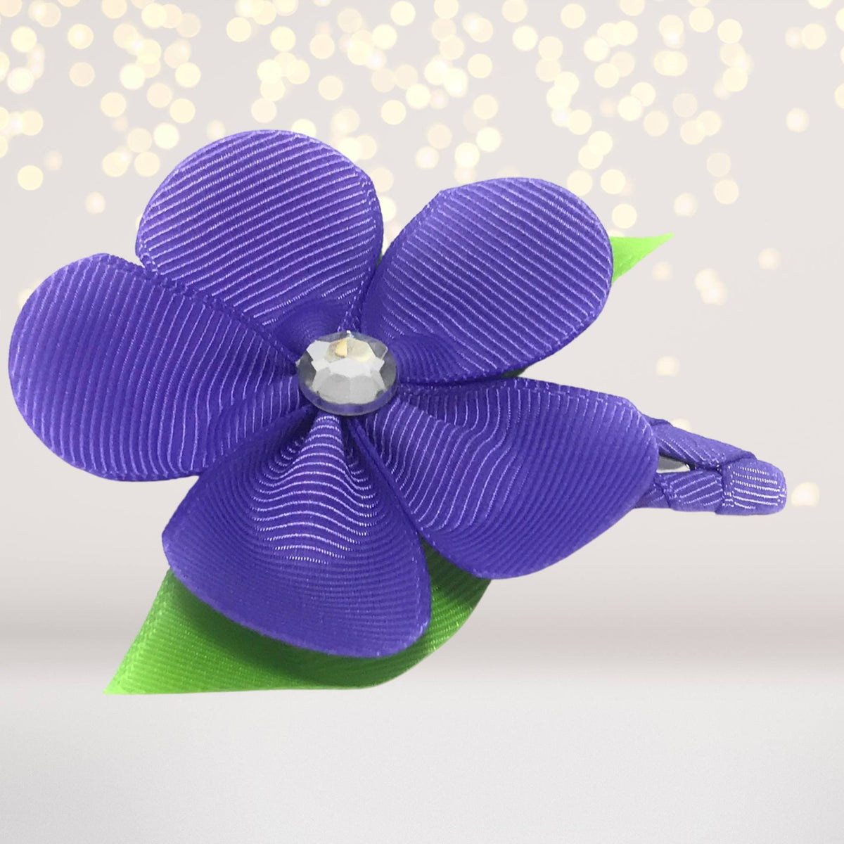 Girls Ribbon Hair Flower On Snappy Clip