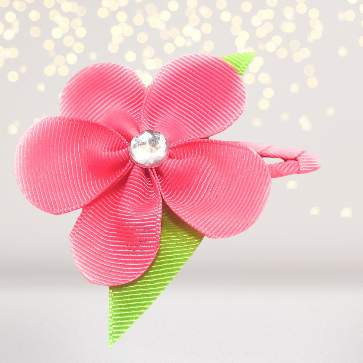 Girls Ribbon Hair Flower On Snappy Clip