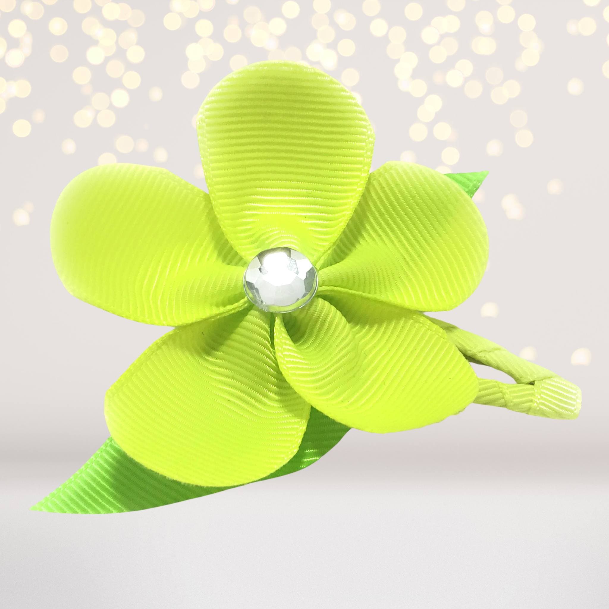 Girls Ribbon Hair Flower On Snappy Clip