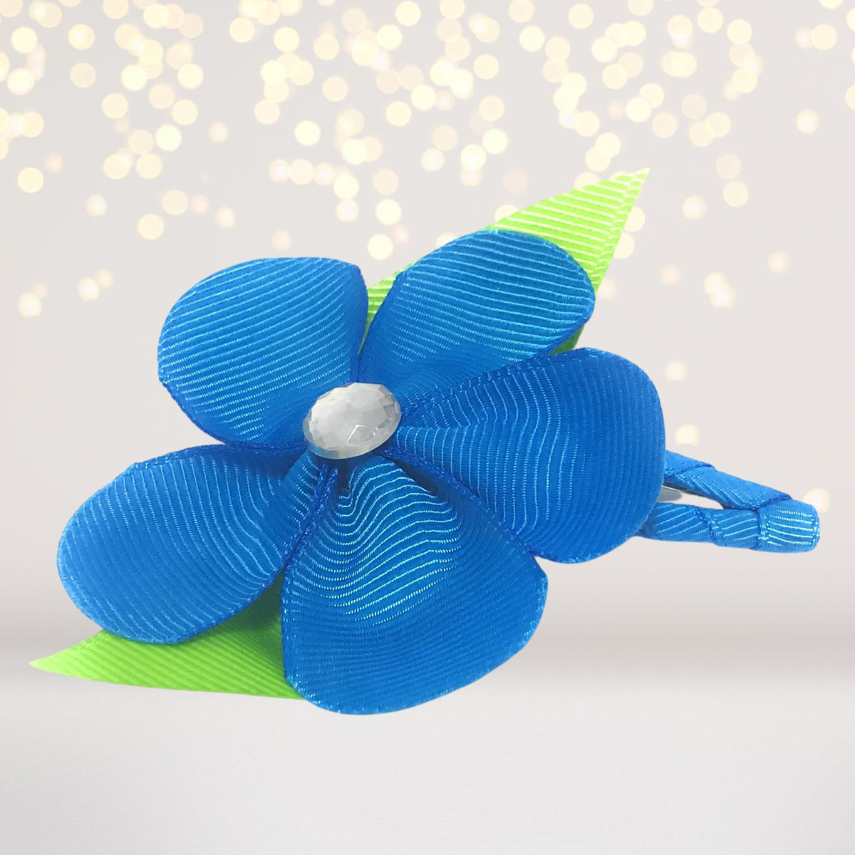 Girls Ribbon Hair Flower On Snappy Clip