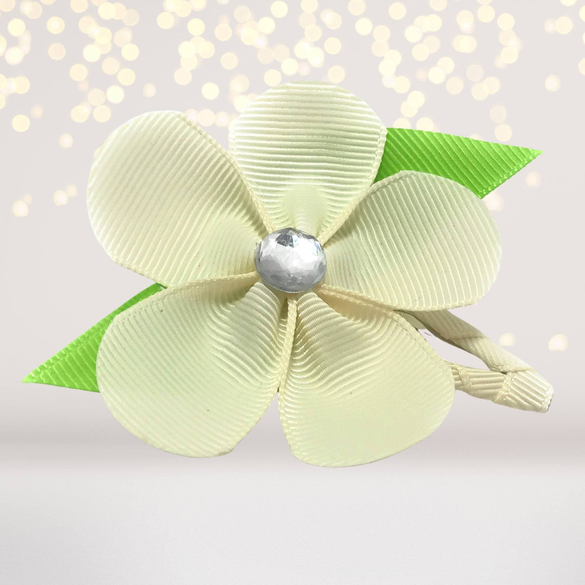 Girls Ribbon Hair Flower On Snappy Clip