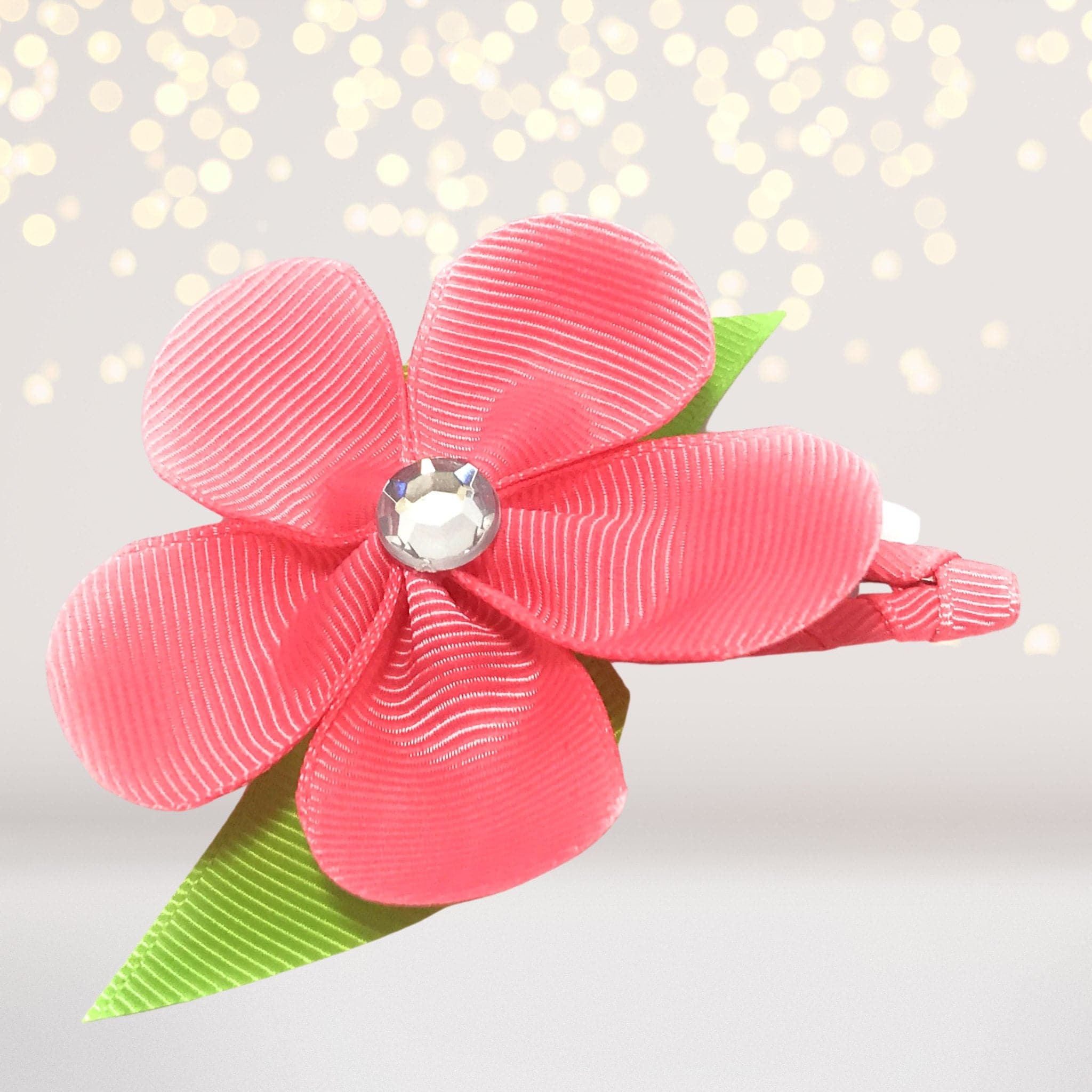 Girls Ribbon Hair Flower On Snappy Clip