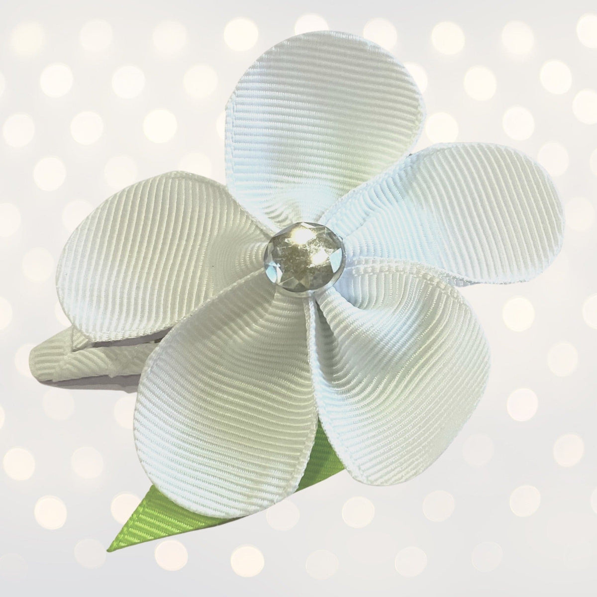 Girls Ribbon Hair Flower On Snappy Clip