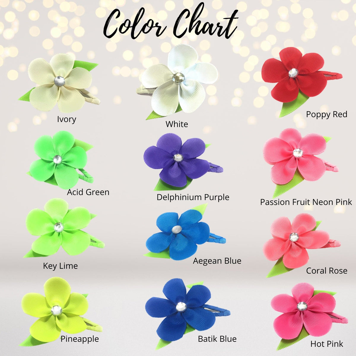 Girls Ribbon Hair Flower On Snappy Clip