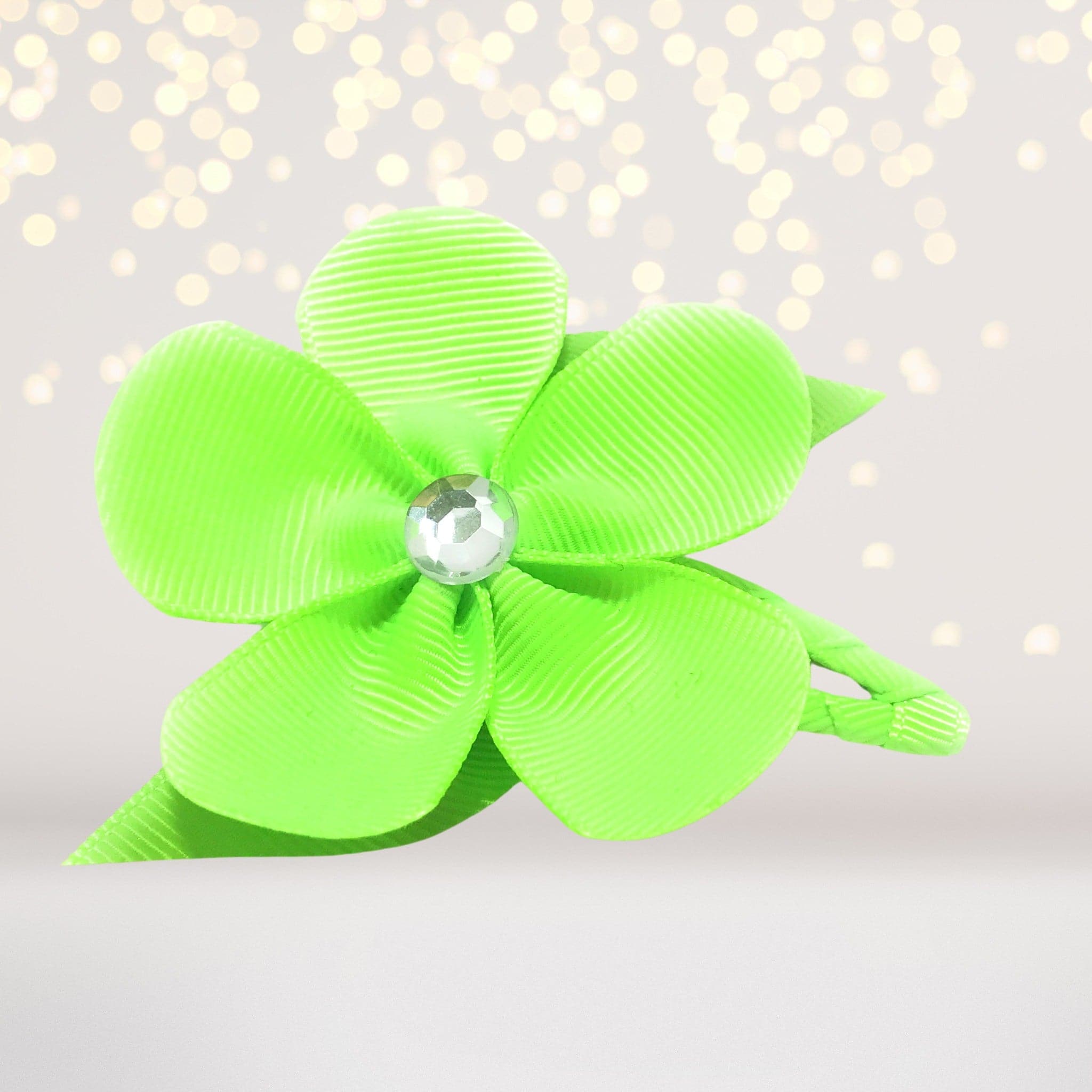 Girls Ribbon Hair Flower On Snappy Clip