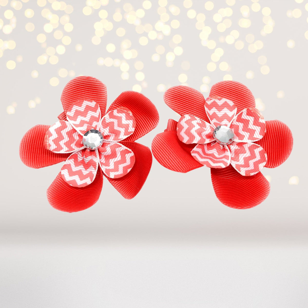 Girls Small Double Layered Flower Hair Clips