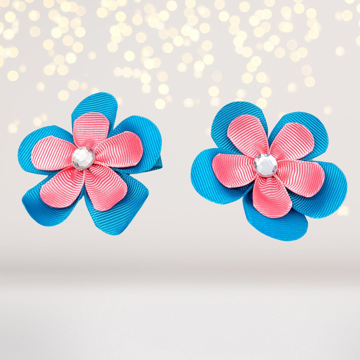 Girls Small Double Layered Flower Hair Clips