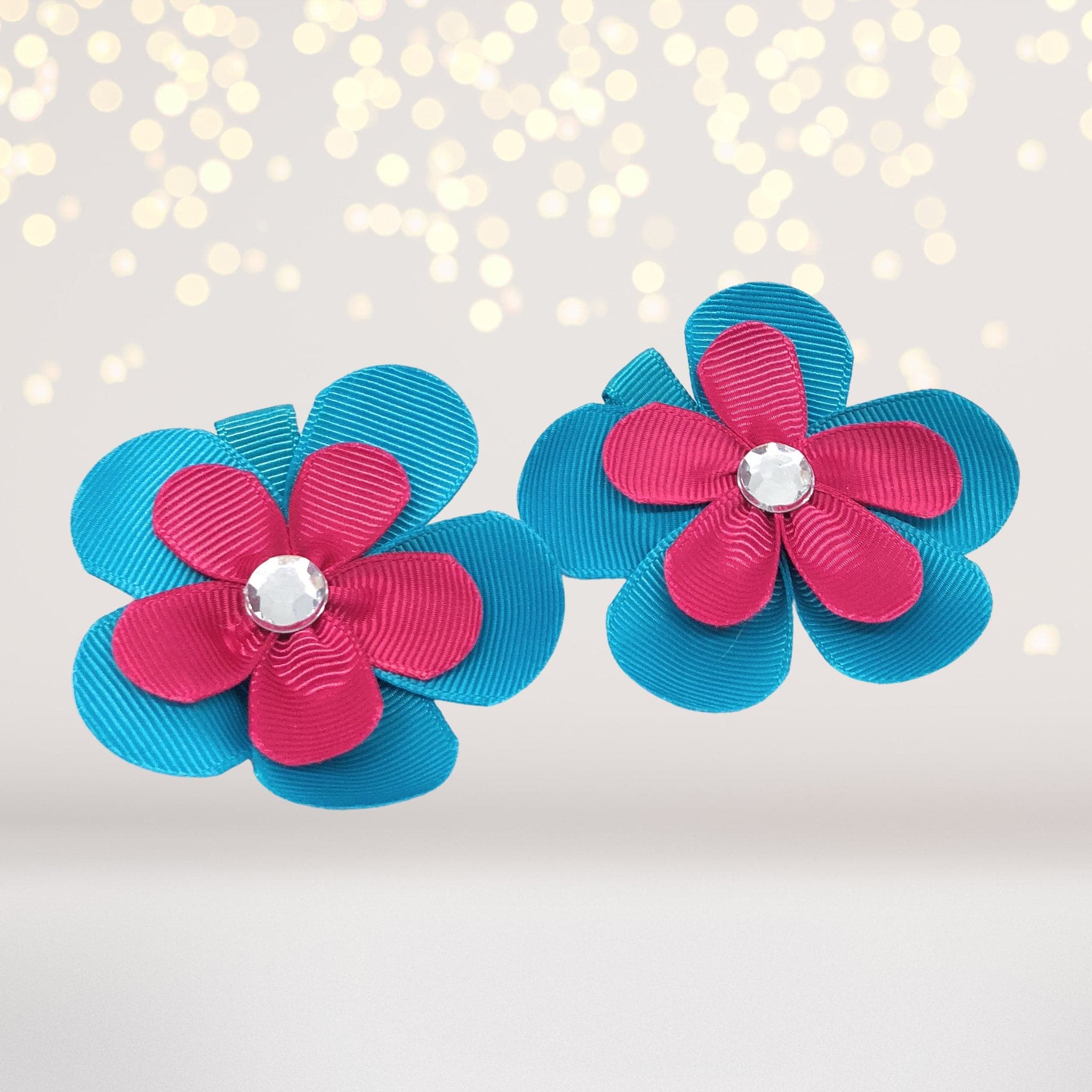 Girls Small Double Layered Flower Hair Clips