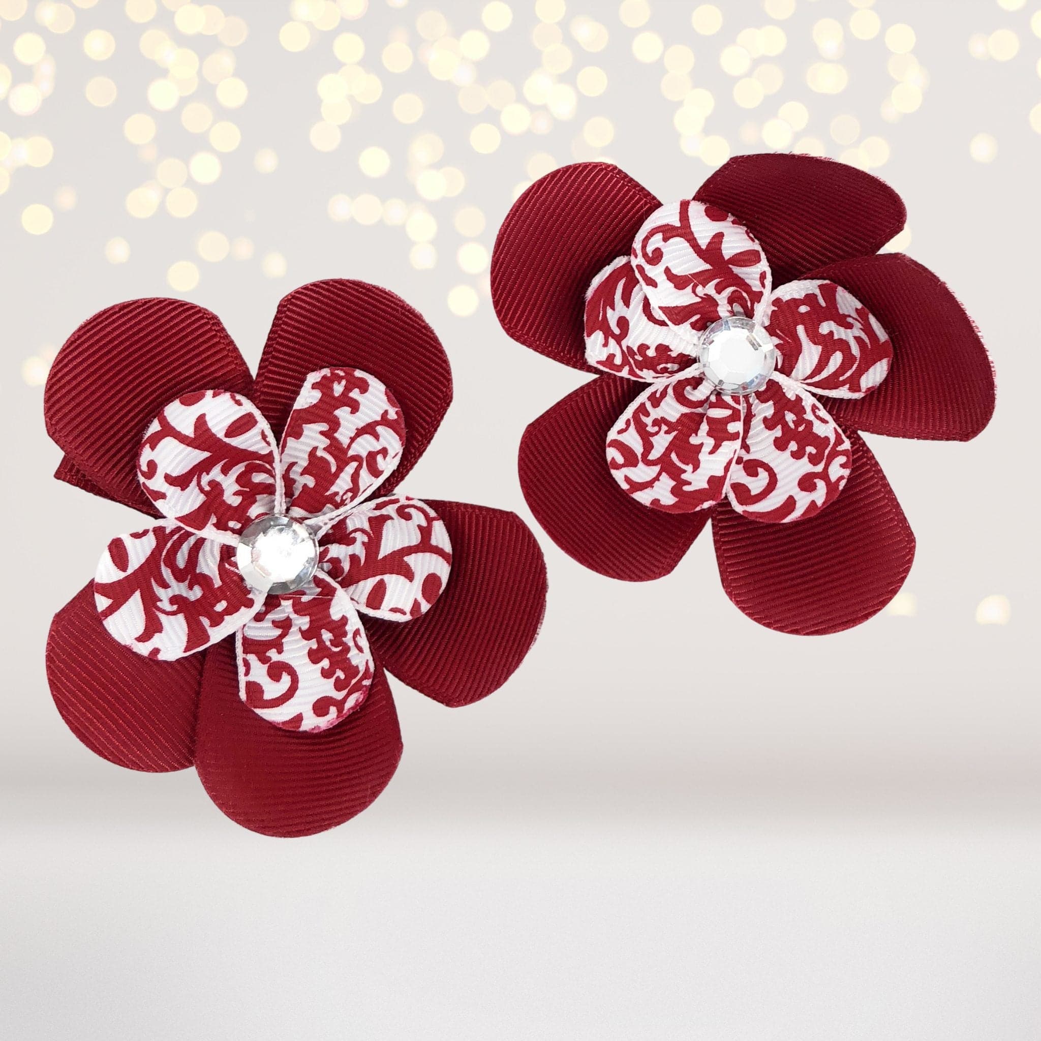 Girls Small Double Layered Flower Hair Clips