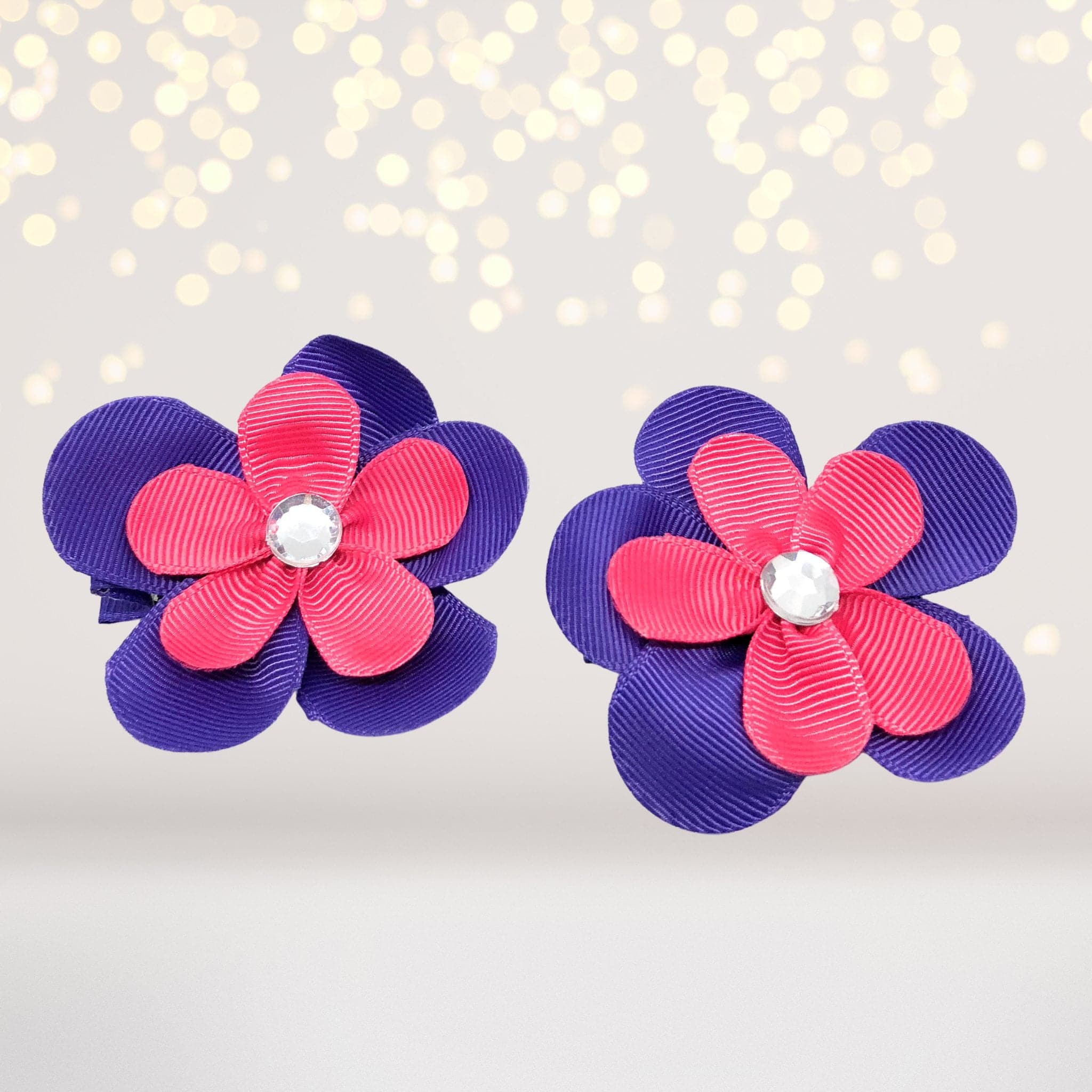 Girls Small Double Layered Flower Hair Clips