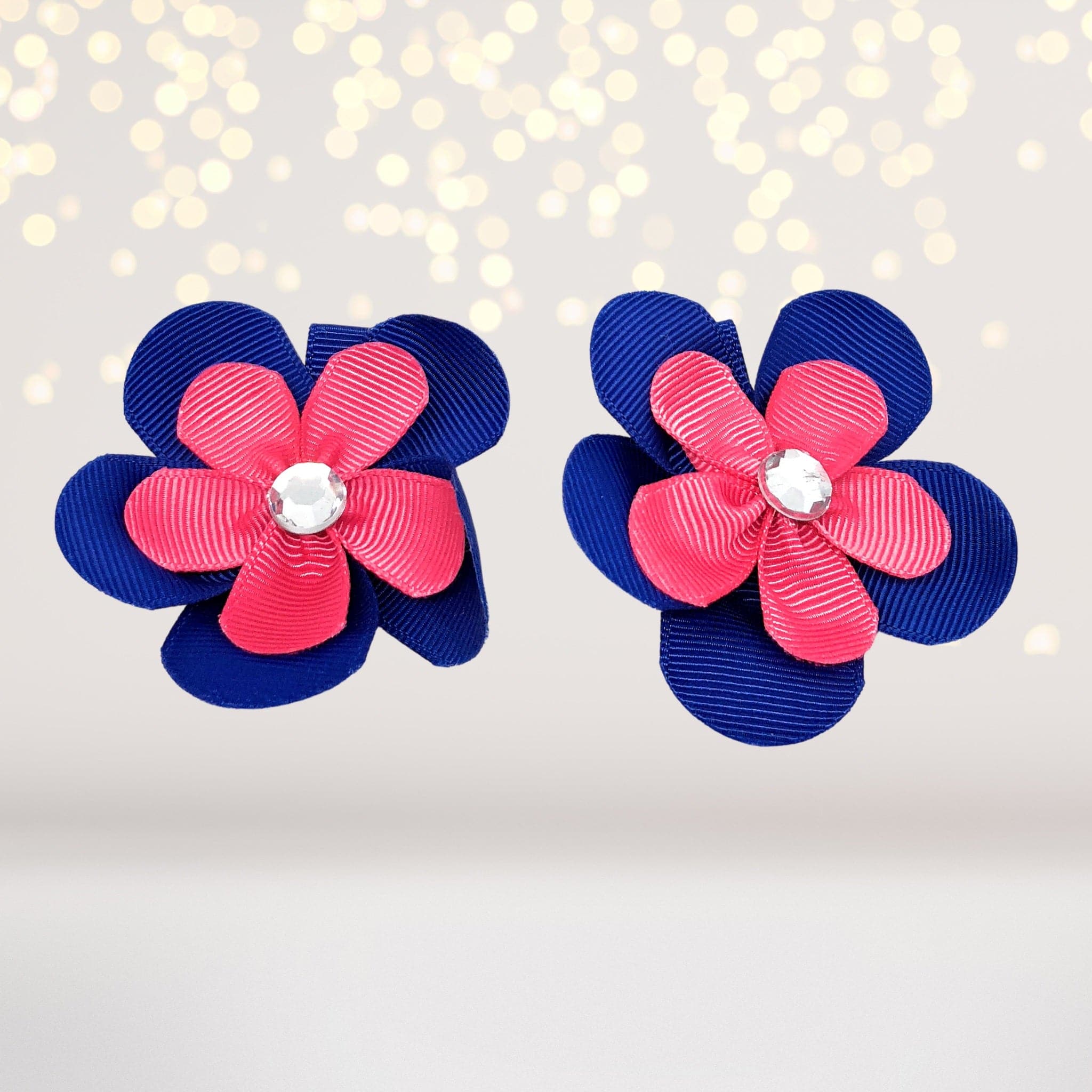 Girls Small Double Layered Flower Hair Clips