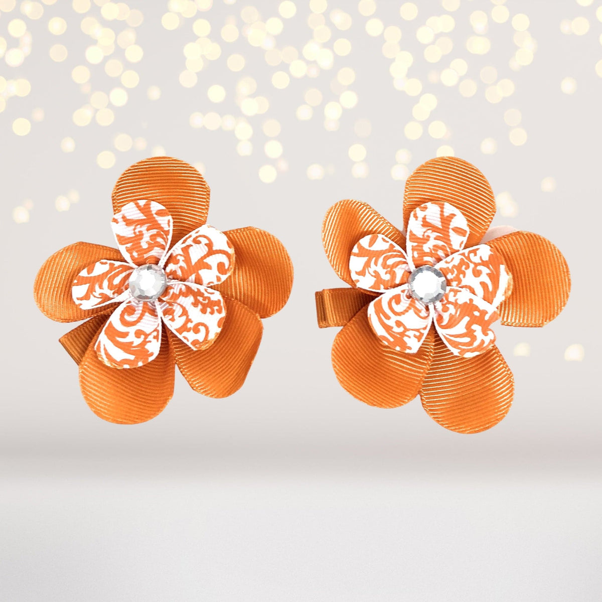 Girls Small Double Layered Flower Hair Clips