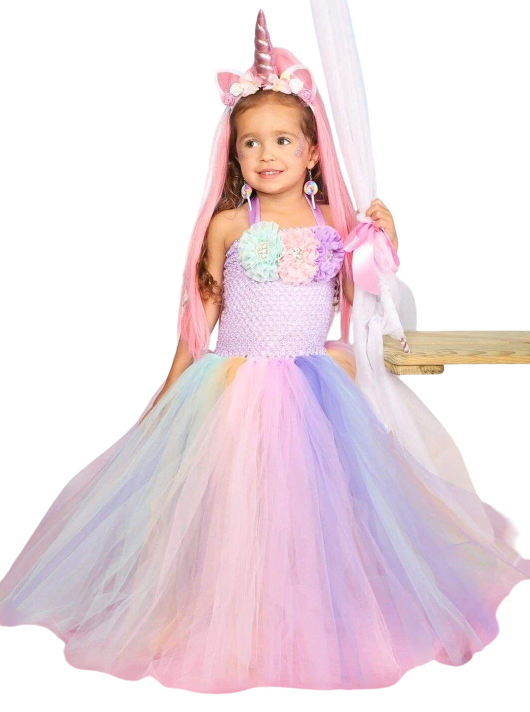 Girls Unicorn Princess Tutu Costume Dress