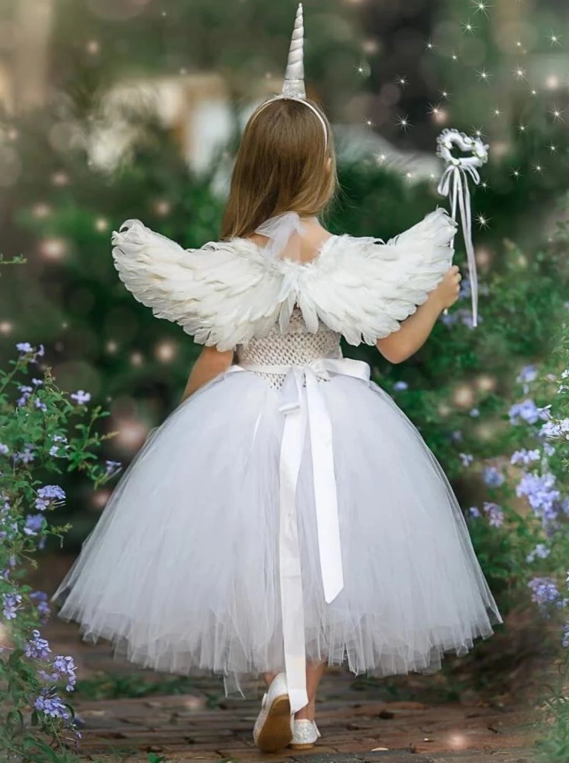 Girls White Angel Unicorn Tutu Halloween Costume